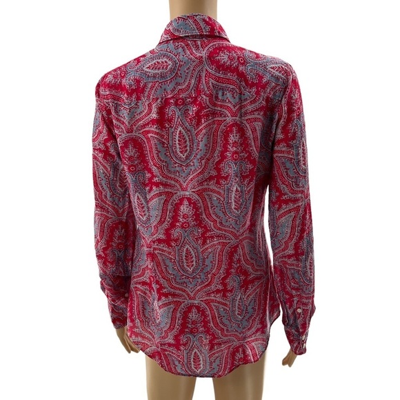 J Crew Paisley Long Sleeve Button Down Blouse Size S - Picture 3 of 6